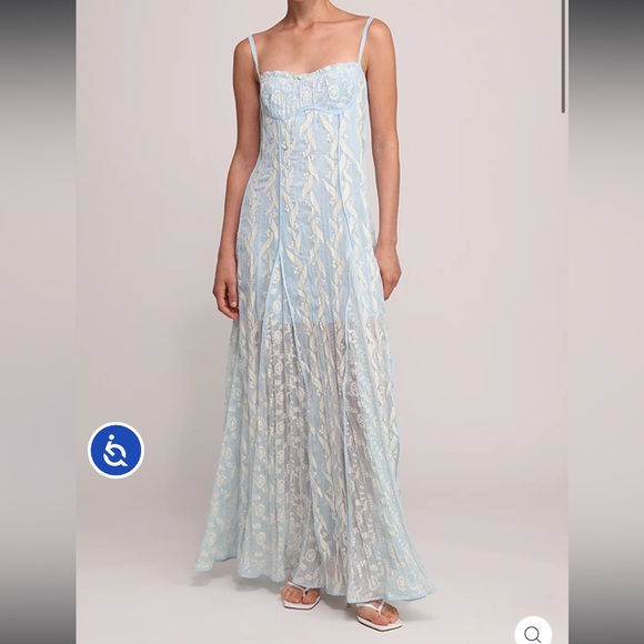 Sabina Musayev Light Blue Embroidered Dress - Picture 1 of 5